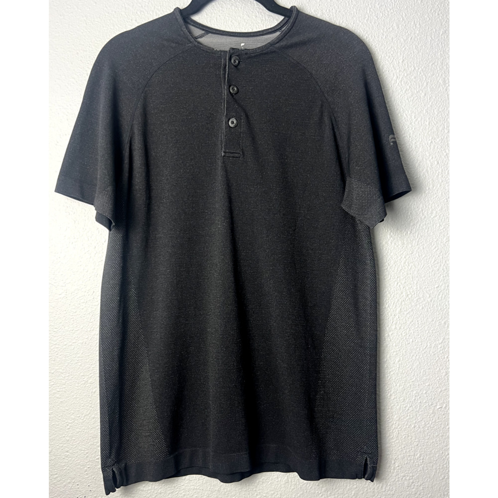Fabletics Mens Small Black Active Breathable Performance 3 Button Pullover Shirt